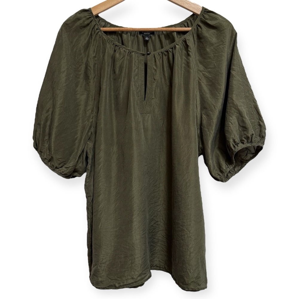 Talbots 100% Silk Puff Sleeve Top Large